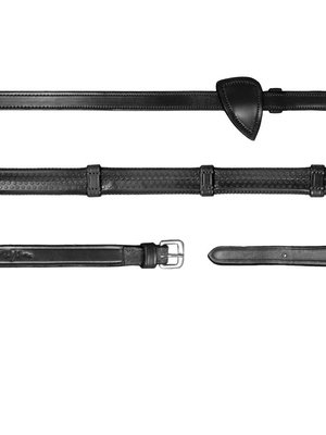 NE 1/2 Rubber Reins With 7 Leather Loops Black