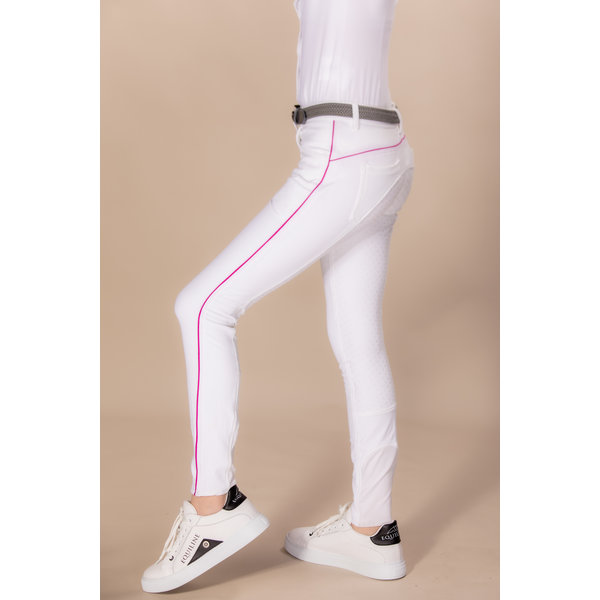 Equiline Girl's Breeches Full Grip White/Pink