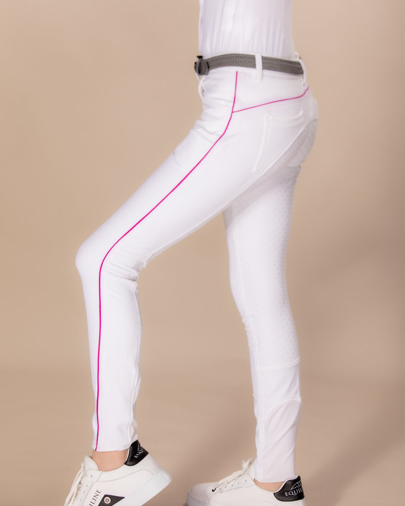 Equiline Equiline Girl's Breeches Full Grip White/Pink