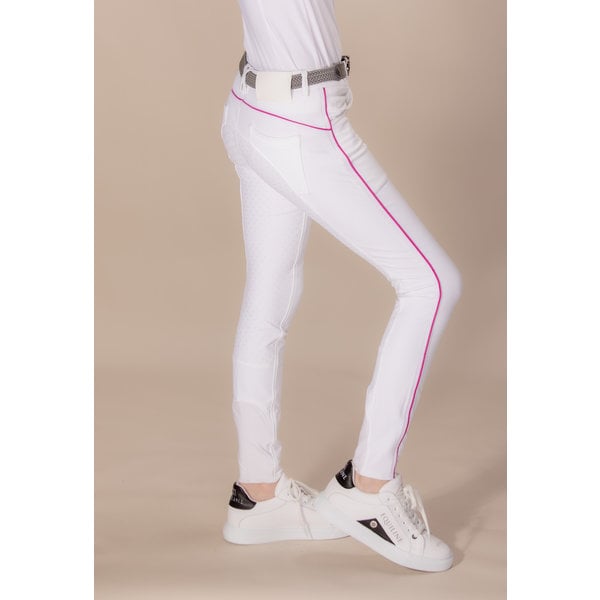 Equiline Girl's Breeches Full Grip White/Pink