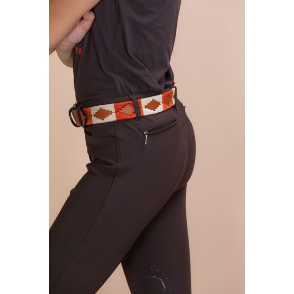 Ucha Cognac Leather Polo Belt Orange/Beige