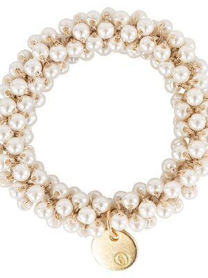 Hair elastic Beads White Pearl