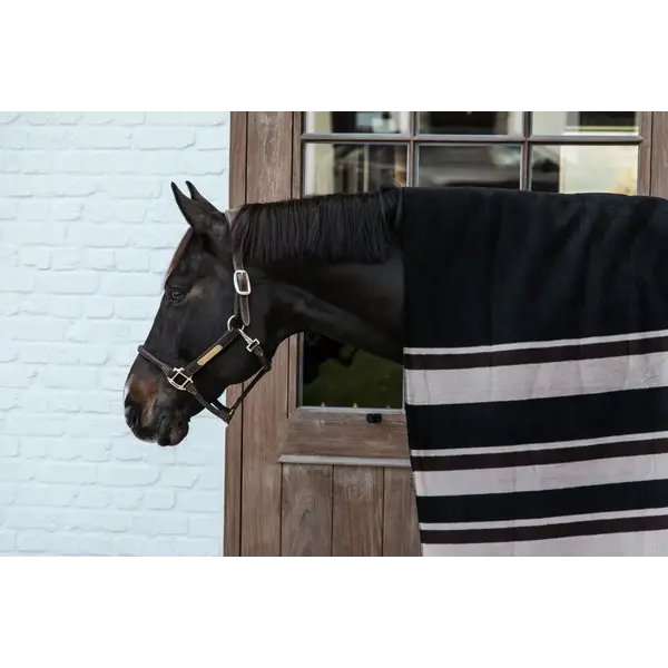 Kentucky Fleece blanket Heavy Square Stripes Brown/Beige 210x200cm