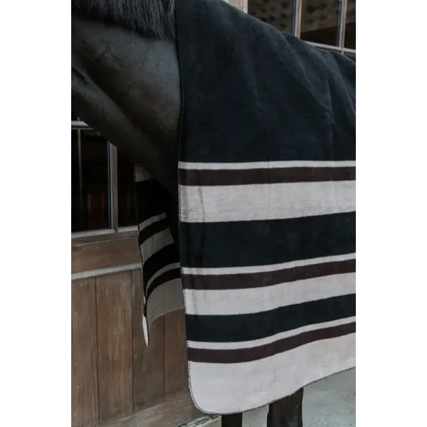 Kentucky Fleece blanket Heavy Square Stripes Brown/Beige 210x200cm