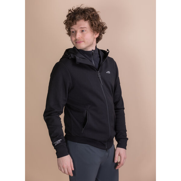 Equiline Equiline Men's Hooded Sweatshirt Full Zip Conorc Black