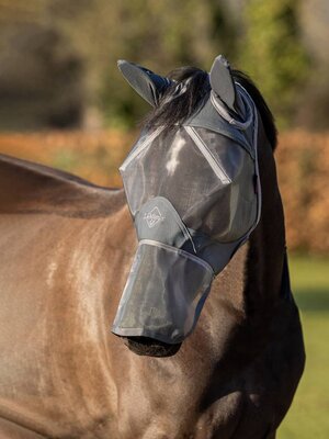 Amour Shield Pro Fly Mask- Full Nose & Ears Grey