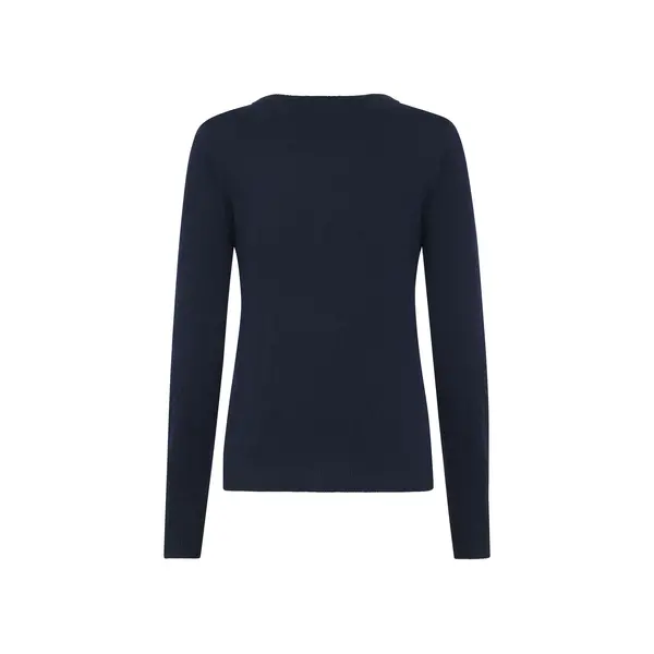 Trolle Cashmere Wool Logo Crew Sweater Navy