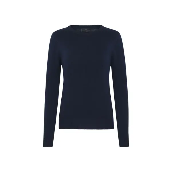 Trolle Cashmere Wool Logo Crew Sweater Navy