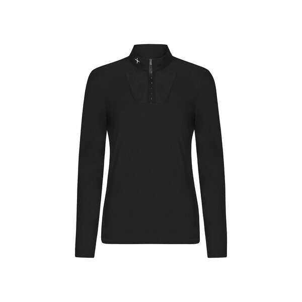 Trolle New Center Line L/S Polo Mesh Black