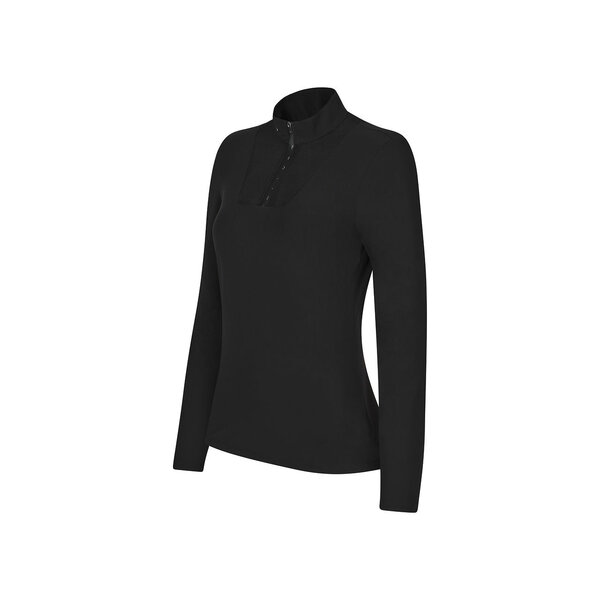 Trolle New Center Line L/S Polo Mesh Black