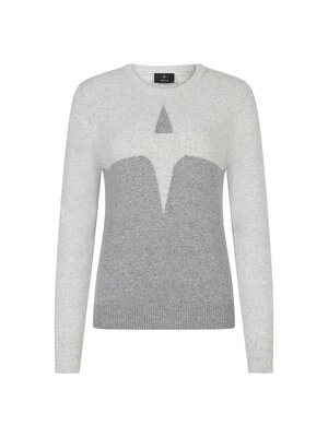 Cashmere & Wool Star Logo Crew Sweater Grey/Light Grey