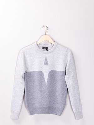 Cashmere & Wool Star Logo Crew Sweater Grey/Light Grey