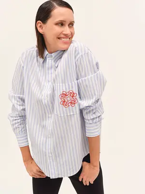 Olga Fluid & Lightweight Riding Shirt Blue Striped