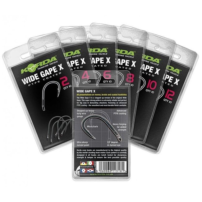 Korda Wide Gape X (10 stuks) | Karperhaak