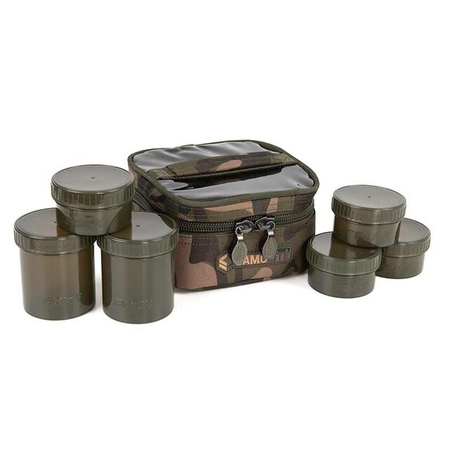 FOX Camolite 6 Pot Hookbait Case - Waterbestendige haakaas tas met 6 potten in Fox Camo