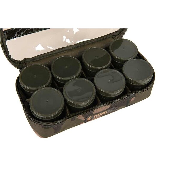 FOX Camolite 12 Pot Hookbait Case - Waterbestendige haakaas tas met 12 potten in Fox Camo
