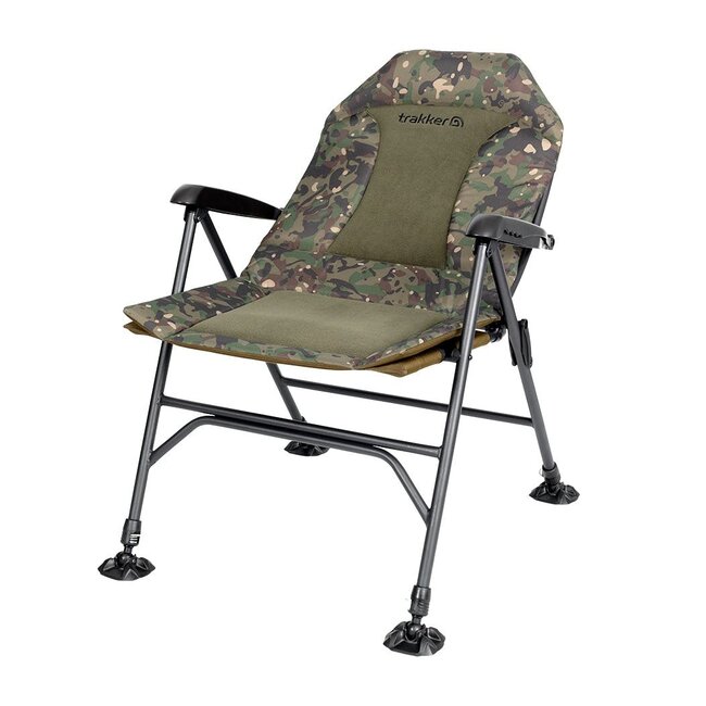 Trakker RLX Recliner Tall – Verstelbare, comfortabele stoel met camopatroon voor outdoor gebruik