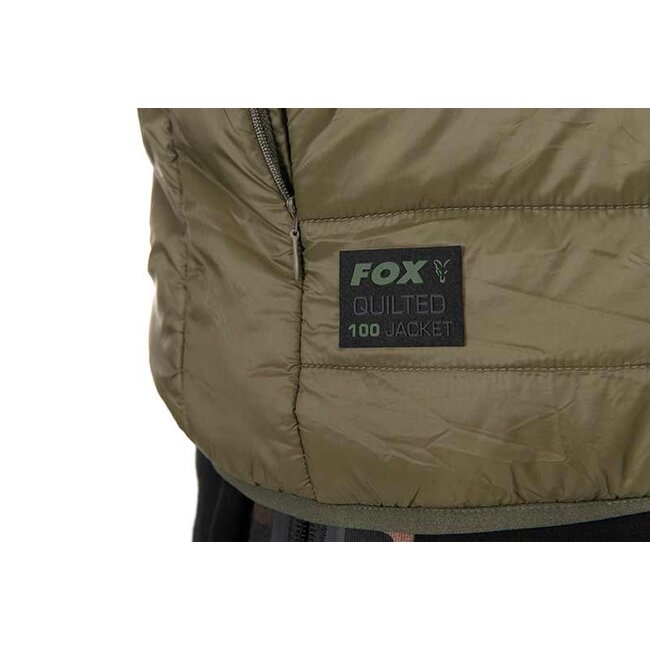 FOX QUILTED 100 Jacket Olive - Lichtgewicht, Warm en Comfortabel met Capuchon