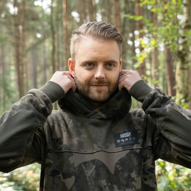 Nash ZT Wind Chill Hoody Camo – Thermische Mid Layer met Pixel Fleece