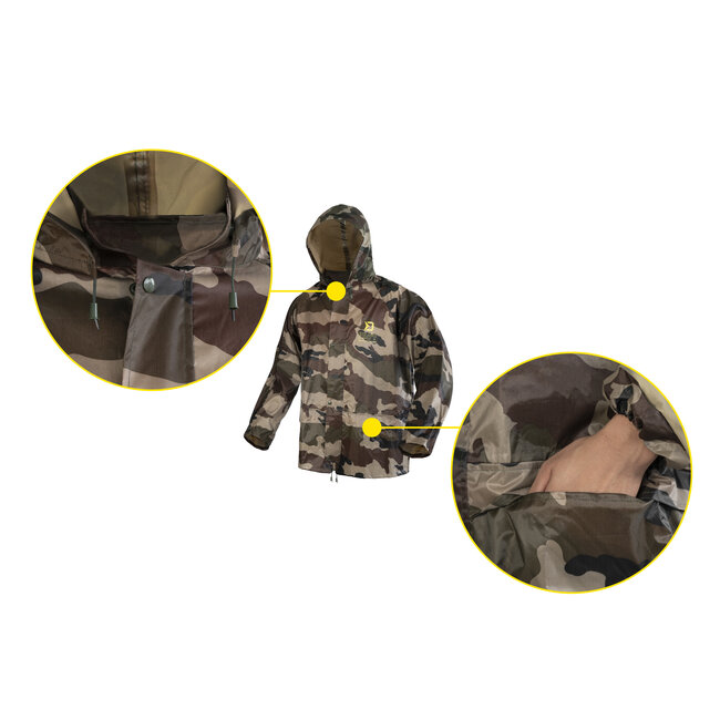 Delphin Regenpak Camouflage - Waterdicht en Compact voor Regenachtige Dagen
