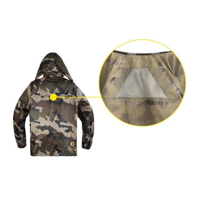 Delphin Regenpak Camouflage - Waterdicht en Compact voor Regenachtige Dagen
