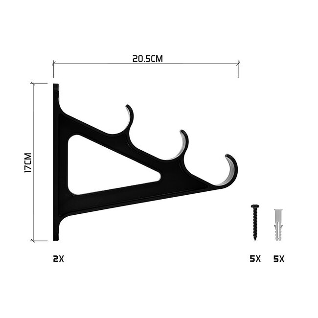 Delphin RodHOLD3R Hengeldrager voor Thuis - Geschikt voor 3 Hengels - Compleet met Bevestigingsmateriaal