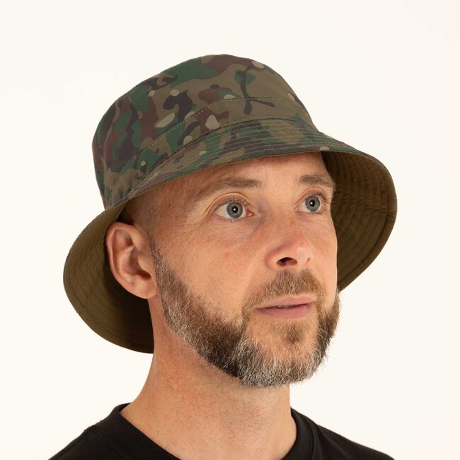 Trakker Reversible Bucket Hat - waterafstotende, omkeerbare vissershoed met camo-print