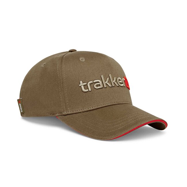 Trakker Flexi Fit Cap - 4-panelen pet met contrasterend rood biesje en 3D logo