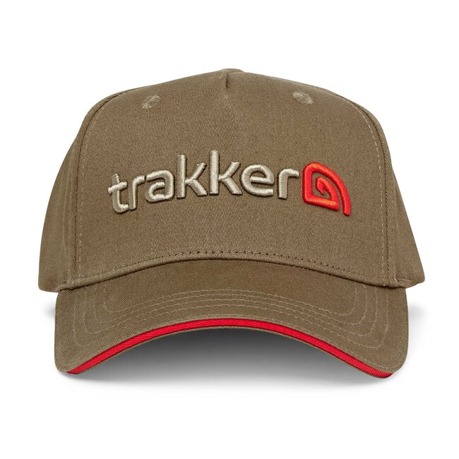 Trakker Flexi Fit Cap - 4-panelen pet met contrasterend rood biesje en 3D logo