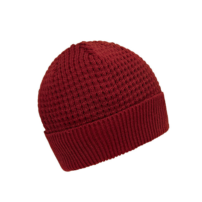 Trakker Plum Textured Beanie - gebreide muts met nepbont voering en rubberen logo