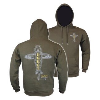 Vass Carp Rising - Hoodie - Khaki Groen - Fleece binnenkant - Kleding