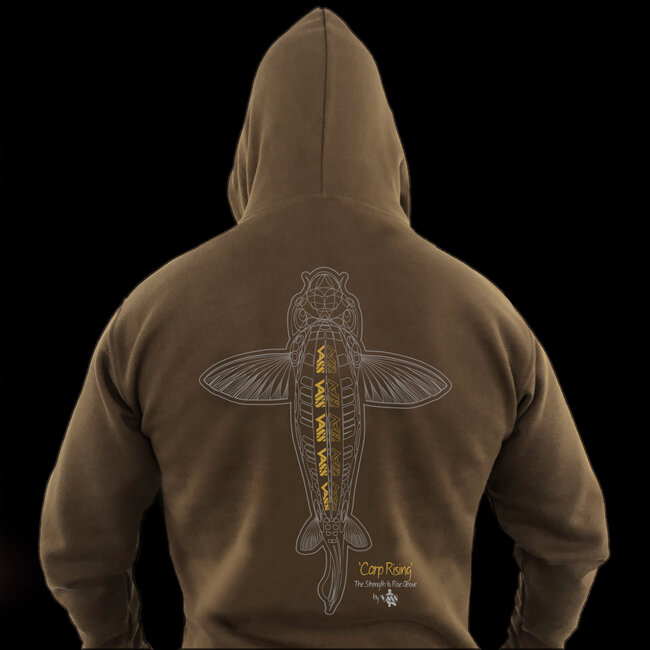 Vass Carp Rising - Hoodie - Khaki Groen - Fleece binnenkant - Kleding