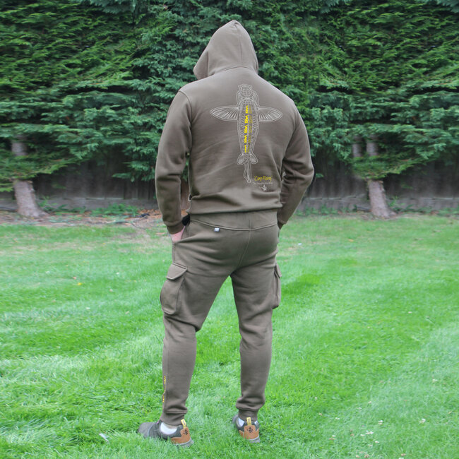 Vass Carp Rising - Hoodie - Khaki Groen - Fleece binnenkant - Kleding
