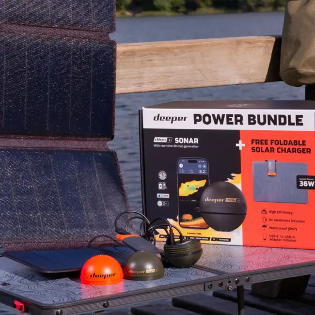 Deeper CHIRP+ 3 Power Bundle - Draadloze Werp-Sonar met Zonne-Oplader