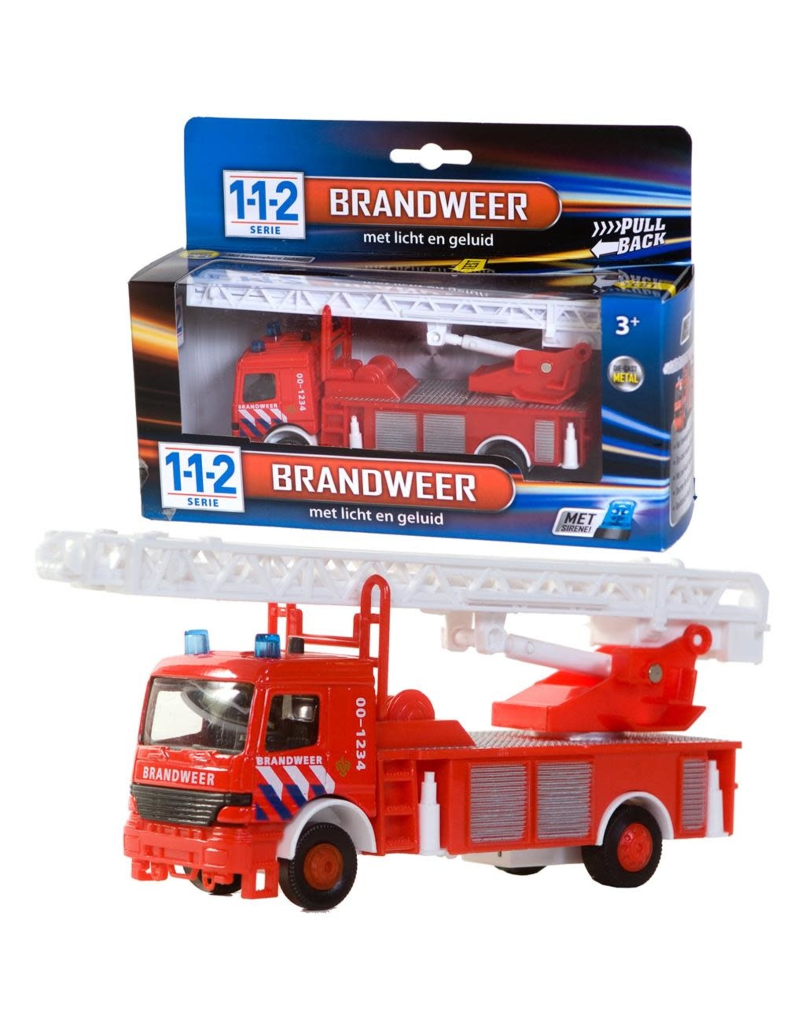 112 Brandweer Ladderwagen Met Licht/Geluid Pull Back