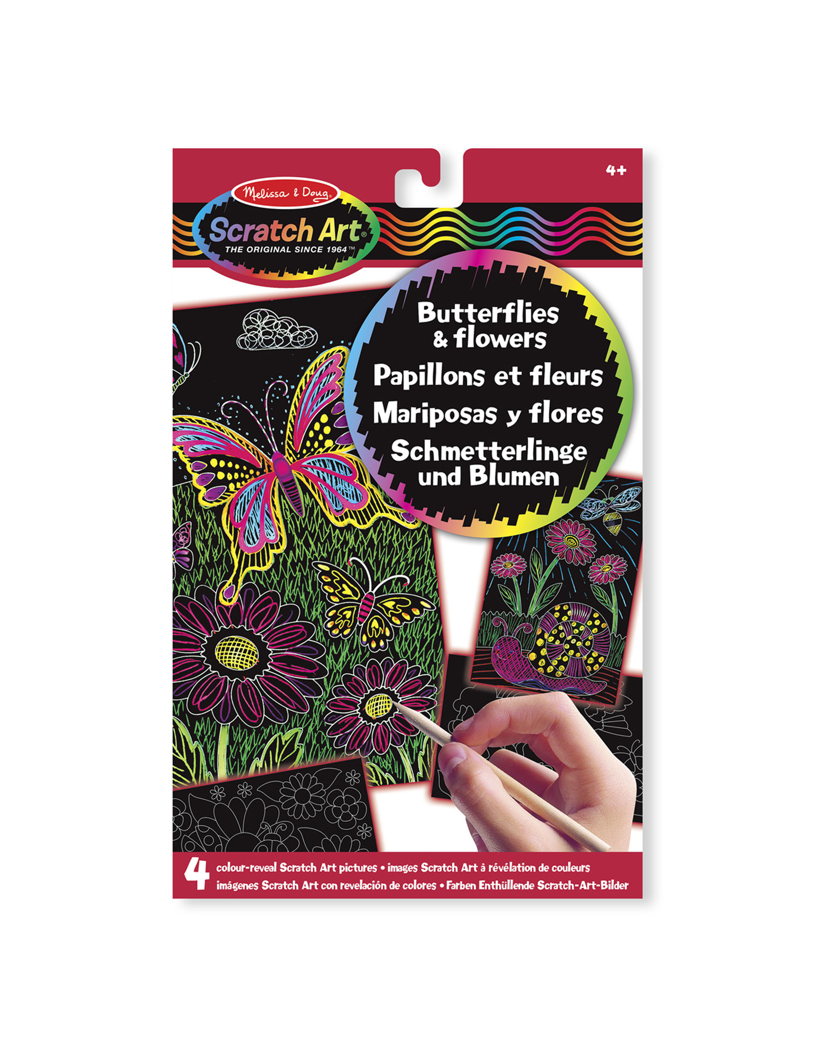Melissa & Doug Melissa&Doug 15956 Scratch Art-Platen met Verborgen Kleuren: Vlinders en Bloemen