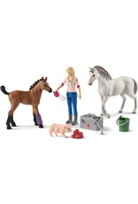 Schleich Schleich Farm World 42486 Dierenarts bezoekt Merrie en Veulen