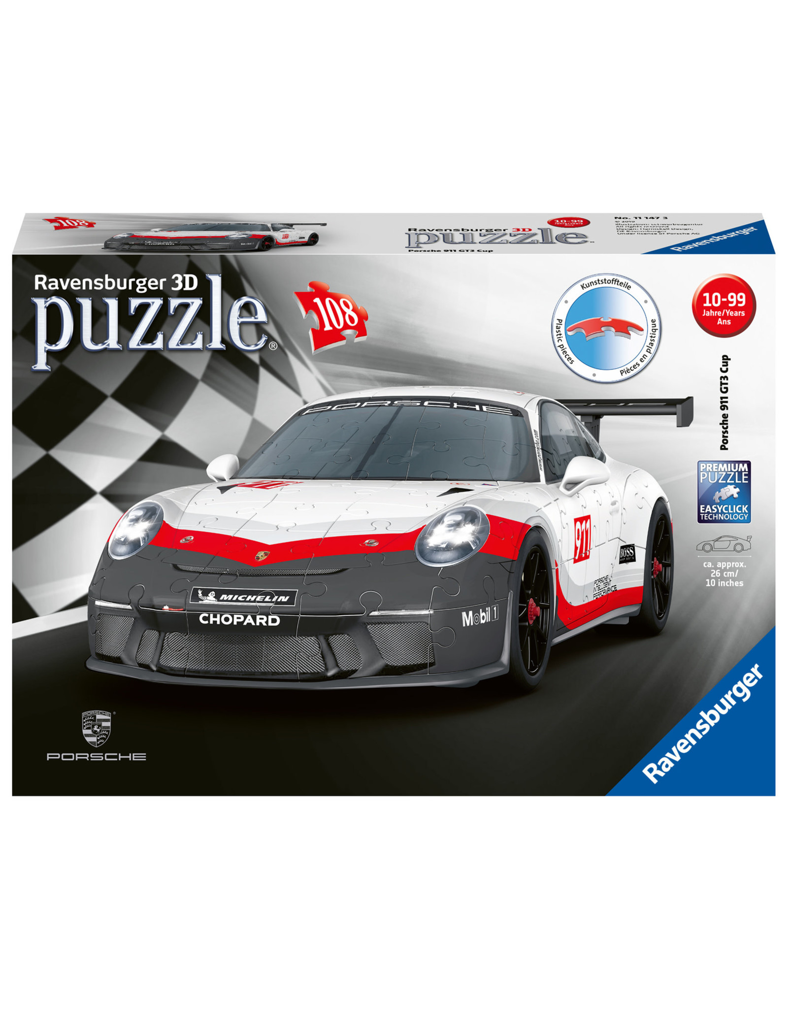 Ravensburger Ravensburger 3D Puzzel 111473 Porsche Gt3 Cup - 108 Stukjes