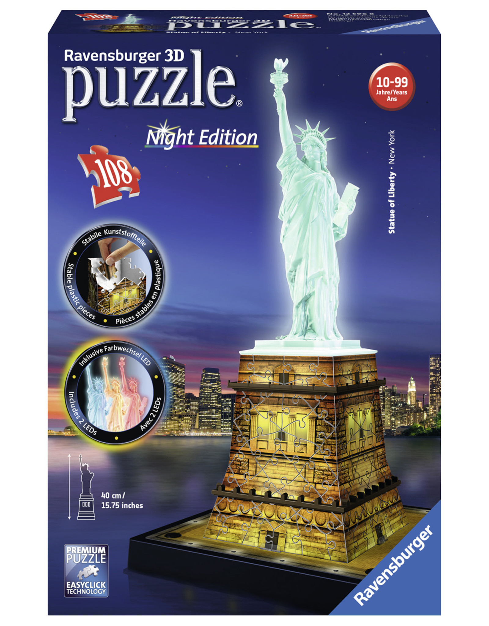 Ravensburger Ravensburger 3D Puzzel 125968 Statue Of Liberty Night Edition - 108 Stukjes