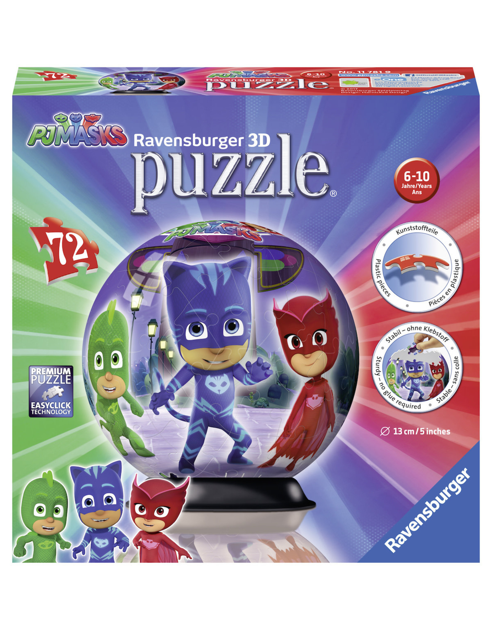 Ravensburger Ravensburger 3D Puzzleball 117819 Pjmasks - 72 Stukjes