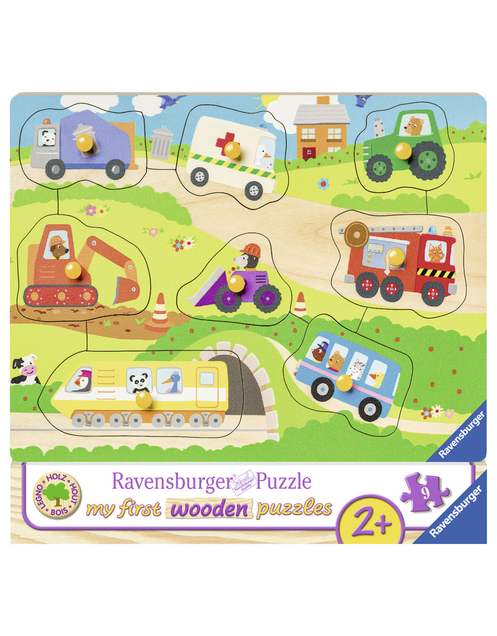 Ravensburger Ravensburger Houten Puzzel 36844 Lievelingsvoertuigen - 8 Stukjes