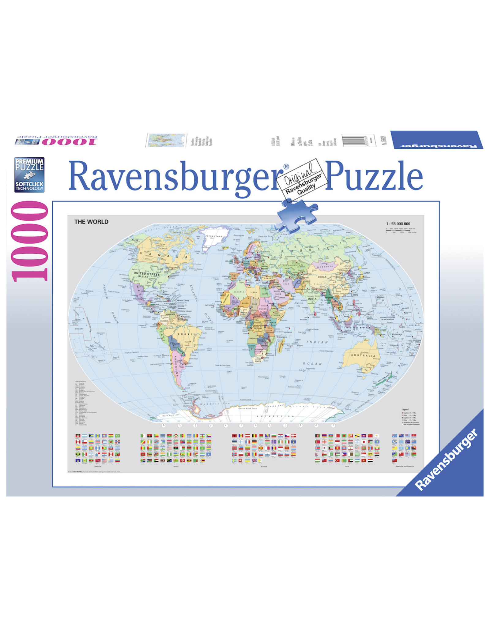Ravensburger Ravensburger puzzel 156528 Staatkundige Wereldkaart 1000 stukjes