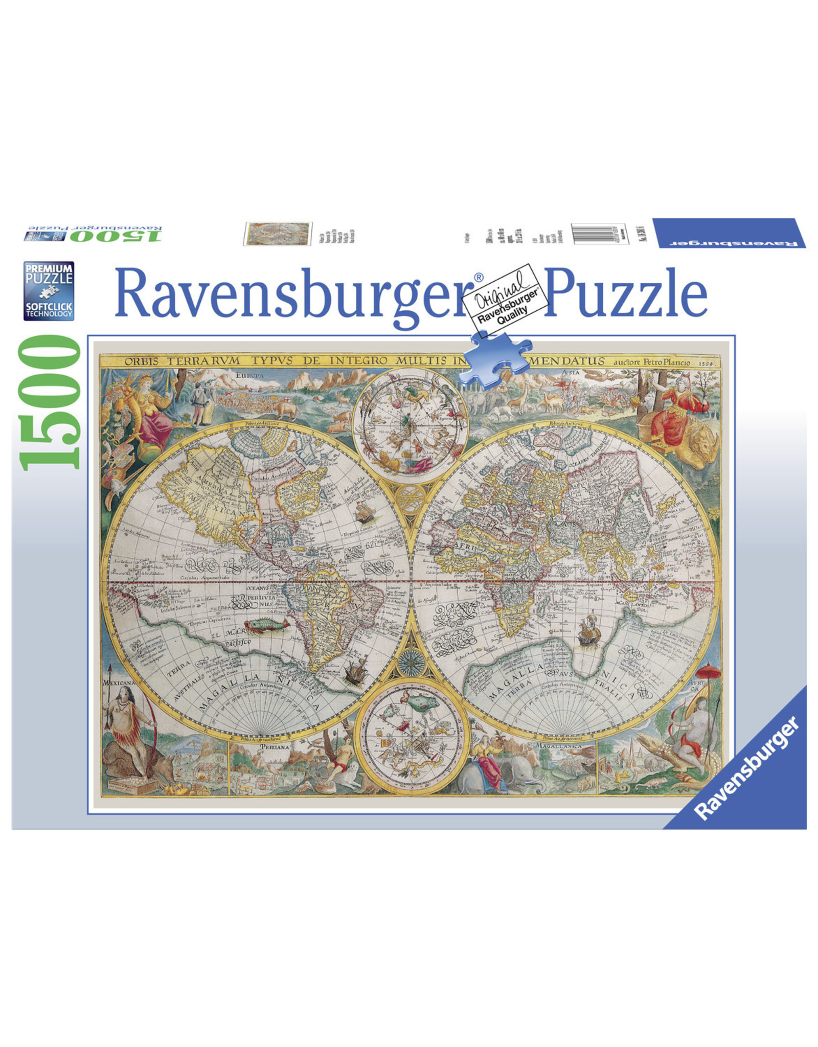 Ravensburger Ravensburger Puzzel 163816 Wereldkaart 1594 - 1500 stukjes