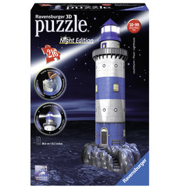 Ravensburger Ravensburger 3D Puzzel 125777 Vuurtoren bij Nacht - 216 Stukjes