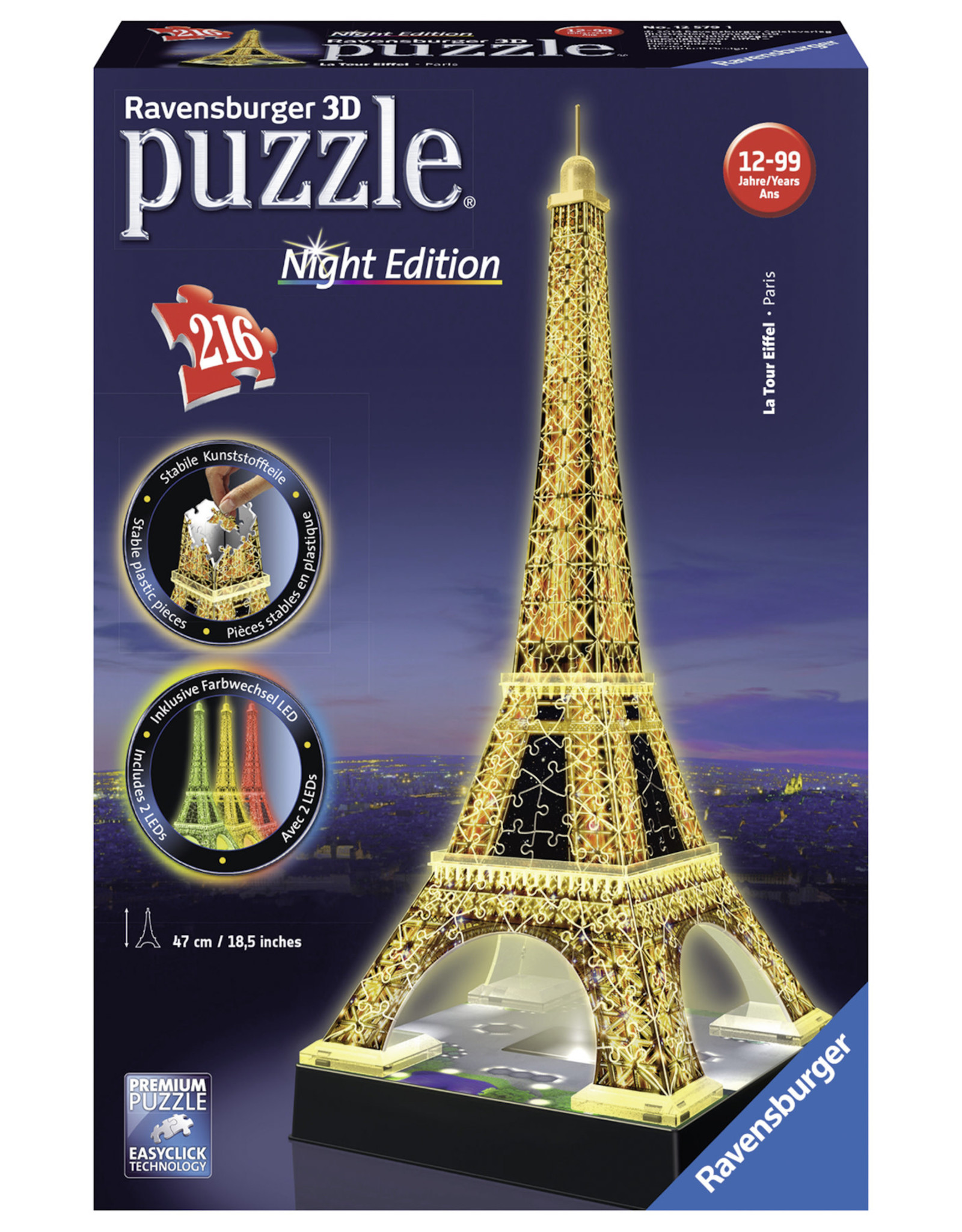 Ravensburger Ravensburger 3D Puzzel 125791 Eiffeltoren Night Edition - 216 Stukjes