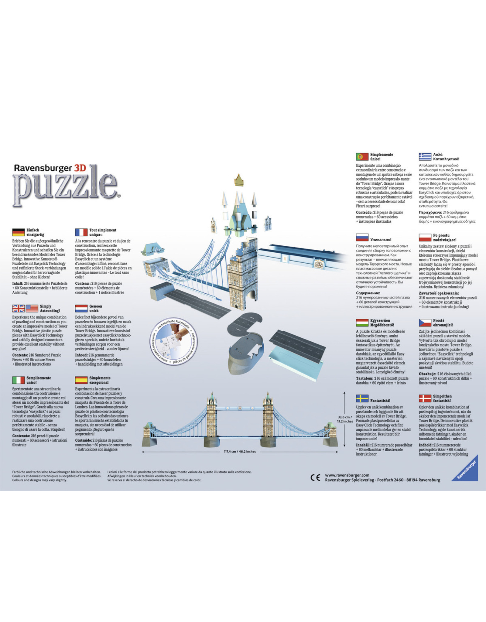 Ravensburger Ravensburger 3D Puzzel 125593 Tower Bridge - 216 Stukjes