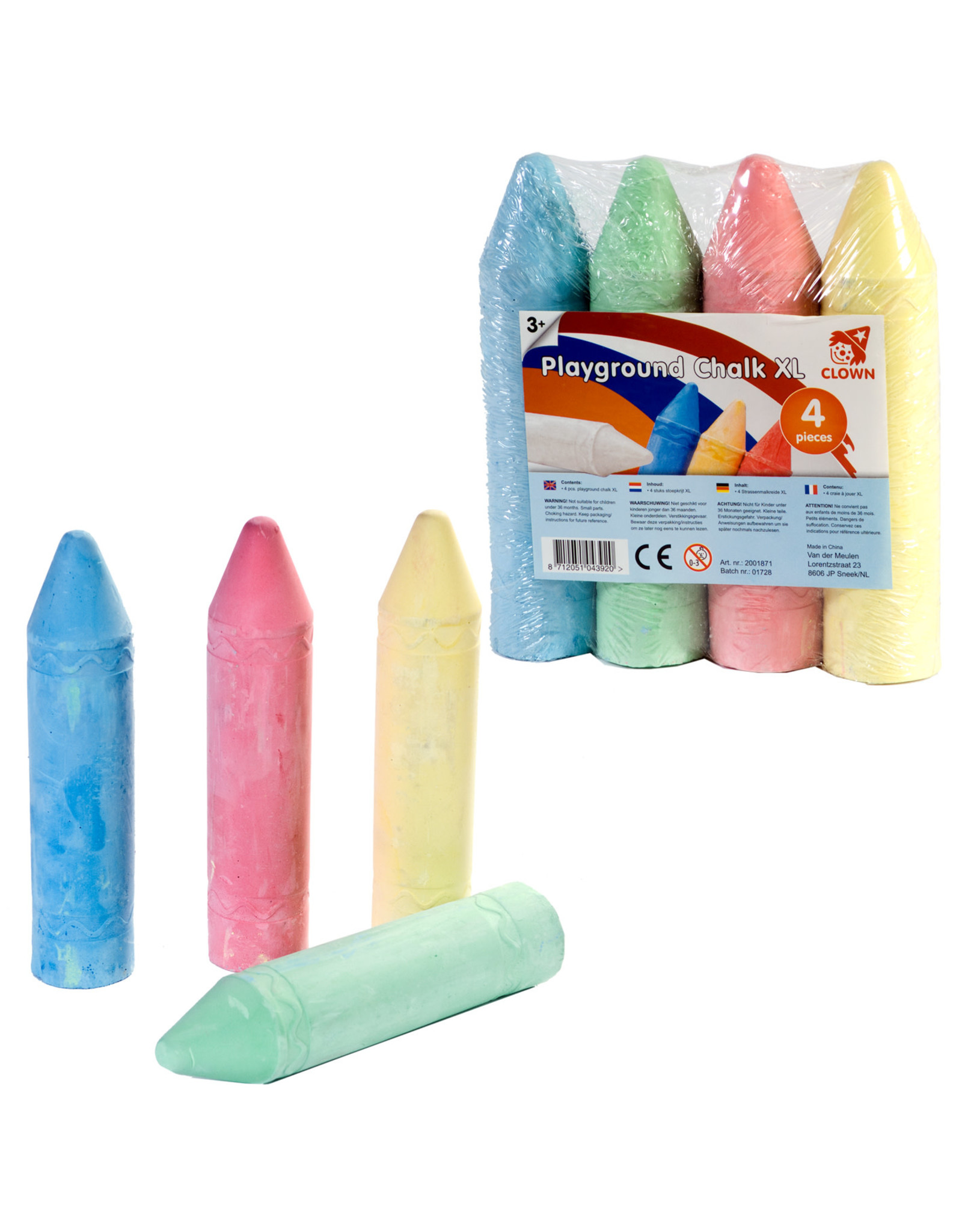 Clown Stoepkrijt super 4stuks