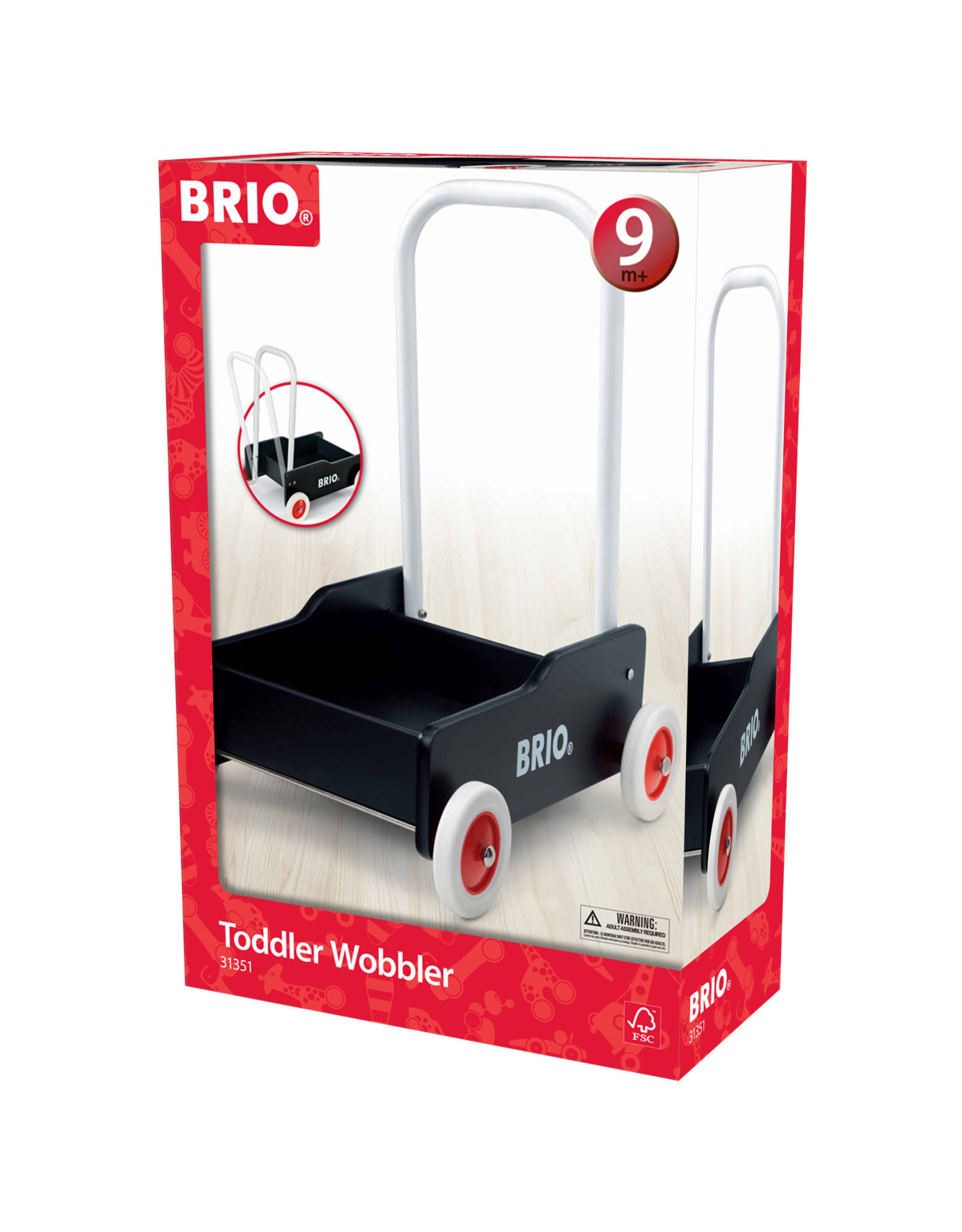 Brio Brio 31351 Zwarte Loopwagen -  Toddler Wobbler Black