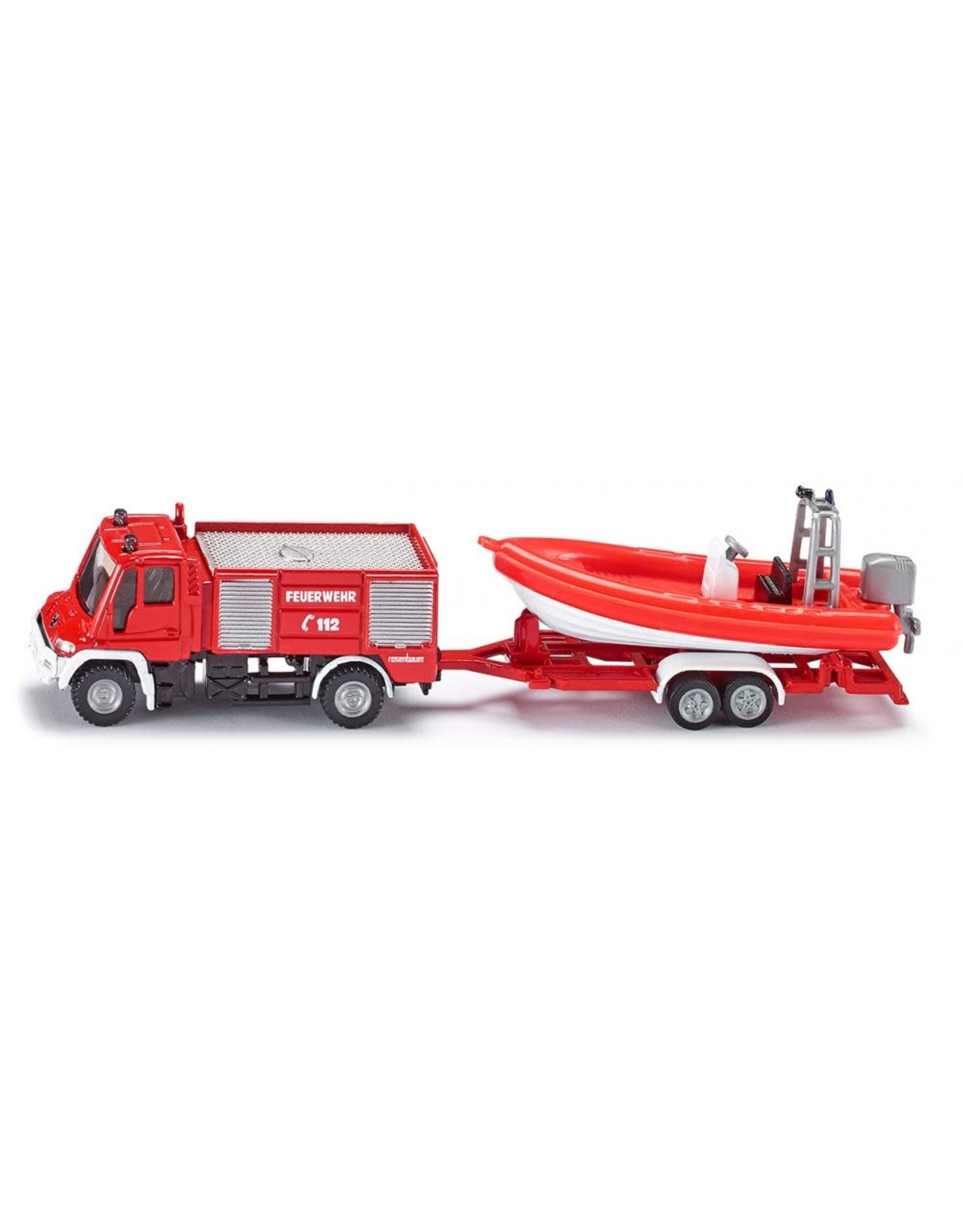 Siku Siku Super 1636 Brandweer Unimog met Boot (1:87)