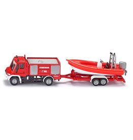 Siku Siku Super 1636 Brandweer Unimog met Boot (1:87)